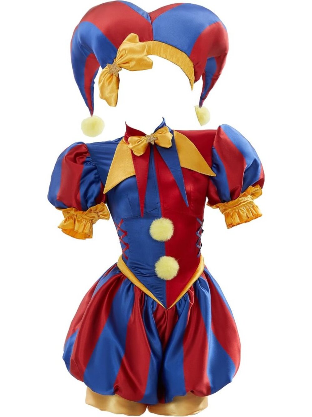 Women's Clown Costume Jumpsuit with Hat, Gloves & Socks - Carnival Halloween